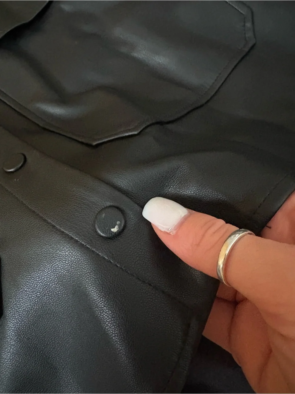 Zara Black Leather Utility Shirt Jacket - Women